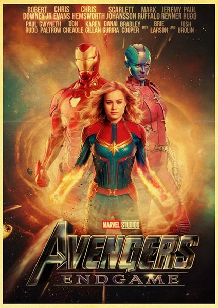 2019 New Marvel Movie Avengers Endgame Poster Kraft Paper Super Hero Retro Poster and Prints Cafe Room Wall Sticker Art Painting