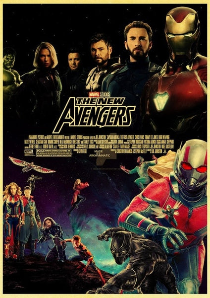 2019 New Marvel Movie Avengers Endgame Poster Kraft Paper Super Hero Retro Poster and Prints Cafe Room Wall Sticker Art Painting