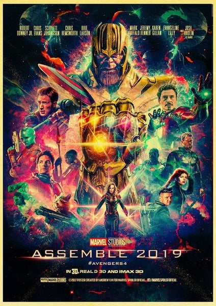 2019 New Marvel Movie Avengers Endgame Poster Kraft Paper Super Hero Retro Poster and Prints Cafe Room Wall Sticker Art Painting