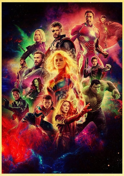 2019 New Marvel Movie Avengers Endgame Poster Kraft Paper Super Hero Retro Poster and Prints Cafe Room Wall Sticker Art Painting