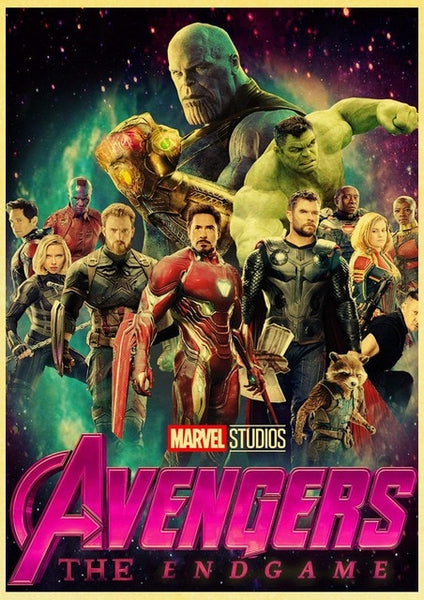 2019 New Marvel Movie Avengers Endgame Poster Kraft Paper Super Hero Retro Poster and Prints Cafe Room Wall Sticker Art Painting