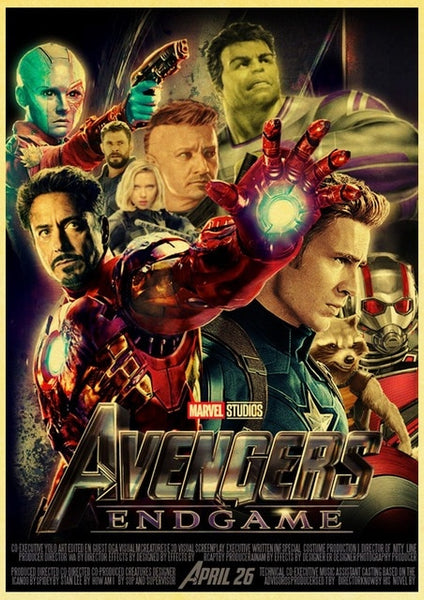 2019 New Marvel Movie Avengers Endgame Poster Kraft Paper Super Hero Retro Poster and Prints Cafe Room Wall Sticker Art Painting