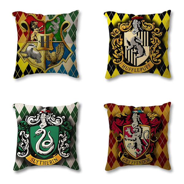 Hot Sales Harry Potter Printed Cushion Cover Hufflepuff Gryffindor Slytherin Ravenclaw Decorative Sofa Throw Pillow Case