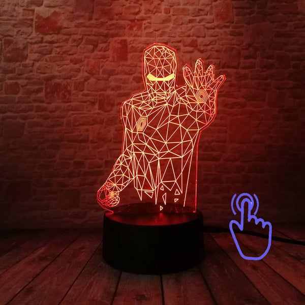 Marvel Iron Man Figurine 3D Illusion LED NightLight Colourful Flashing Light Avengers Figure IronMan Mask Model Toys