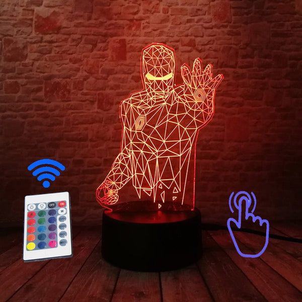 Marvel Iron Man Figurine 3D Illusion LED NightLight Colourful Flashing Light Avengers Figure IronMan Mask Model Toys
