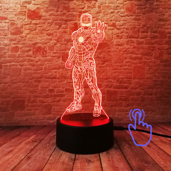 Marvel Iron Man Figurine 3D Illusion LED NightLight Colourful Flashing Light Avengers Figure IronMan Mask Model Toys