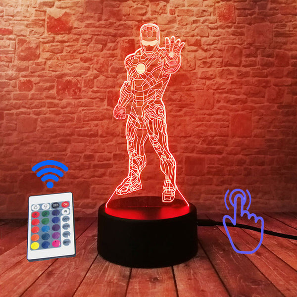 Marvel Iron Man Figurine 3D Illusion LED NightLight Colourful Flashing Light Avengers Figure IronMan Mask Model Toys