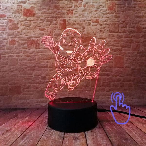 Marvel Iron Man Figurine 3D Illusion LED NightLight Colourful Flashing Light Avengers Figure IronMan Mask Model Toys