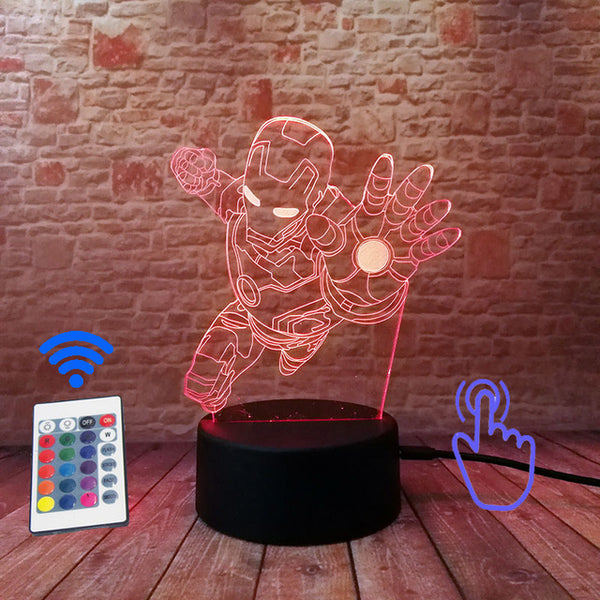 Marvel Iron Man Figurine 3D Illusion LED NightLight Colourful Flashing Light Avengers Figure IronMan Mask Model Toys