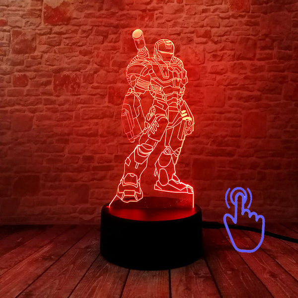 Marvel Iron Man Figurine 3D Illusion LED NightLight Colourful Flashing Light Avengers Figure IronMan Mask Model Toys