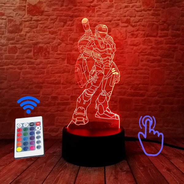 Marvel Iron Man Figurine 3D Illusion LED NightLight Colourful Flashing Light Avengers Figure IronMan Mask Model Toys