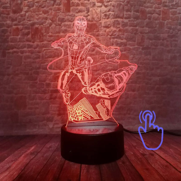 Marvel Iron Man Figurine 3D Illusion LED NightLight Colourful Flashing Light Avengers Figure IronMan Mask Model Toys