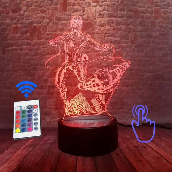 Marvel Iron Man Figurine 3D Illusion LED NightLight Colourful Flashing Light Avengers Figure IronMan Mask Model Toys