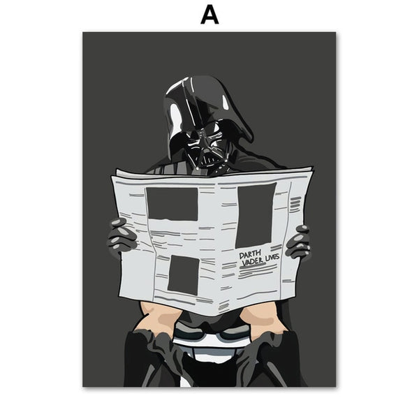 Funny Superman Deadpool Darth Vader Spiderman Wall Art Canvas Painting Nordic Posters And Prints Wall Pictures Bathroom Decor