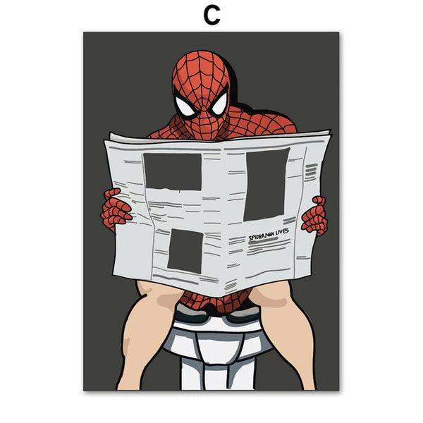 Funny Superman Deadpool Darth Vader Spiderman Wall Art Canvas Painting Nordic Posters And Prints Wall Pictures Bathroom Decor