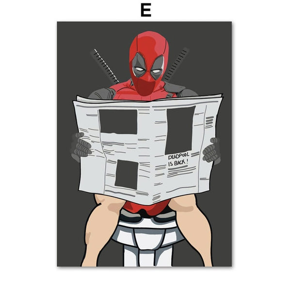 Funny Superman Deadpool Darth Vader Spiderman Wall Art Canvas Painting Nordic Posters And Prints Wall Pictures Bathroom Decor