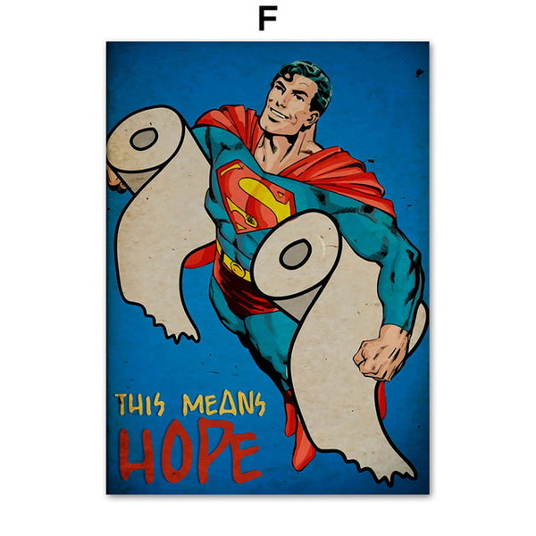 Funny Superman Deadpool Darth Vader Spiderman Wall Art Canvas Painting Nordic Posters And Prints Wall Pictures Bathroom Decor