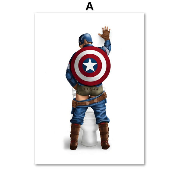 Captain America Hulk Batman Spiderman Wall Art Canvas Painting Nordic Posters And Prints Wall Pictures For Bathroom Toilet Decor