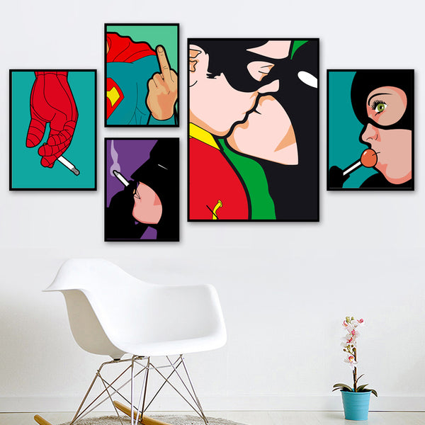 Batman Superman Movie Super Hero Gay Wall Art Canvas Painting Nordic Posters And Prints Wall Pictures For Living Room Home Decor