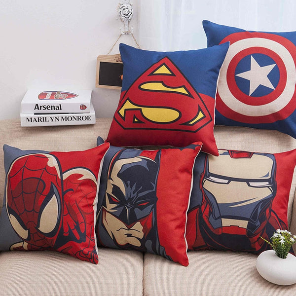Fashion Super Heroes Spiderman Superman Printed Cushion Cover Captain America Decorative Sofa Car Chair Home Decor Pillow Case