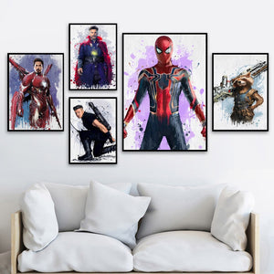 Watercolor Avengers Superhero Marvel Movie Posters And Prints Wall Art Canvas Painting Wall Pictures For Living Room Home Decor