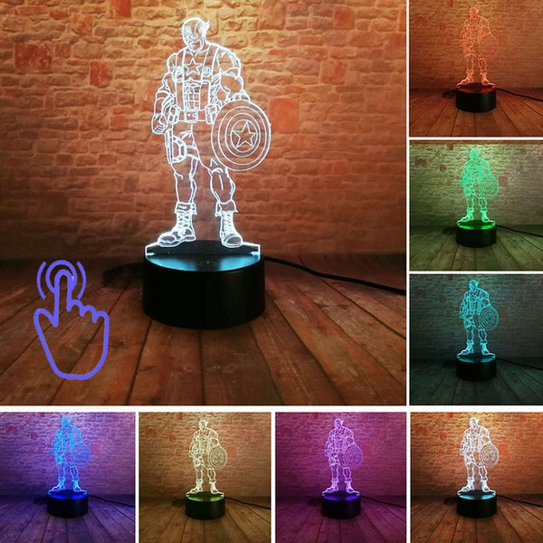 Marvel Iron Man Figurine 3D Illusion LED NightLight Colourful Flashing Light Avengers Figure IronMan Mask Model Toys