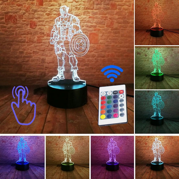 Marvel Iron Man Figurine 3D Illusion LED NightLight Colourful Flashing Light Avengers Figure IronMan Mask Model Toys