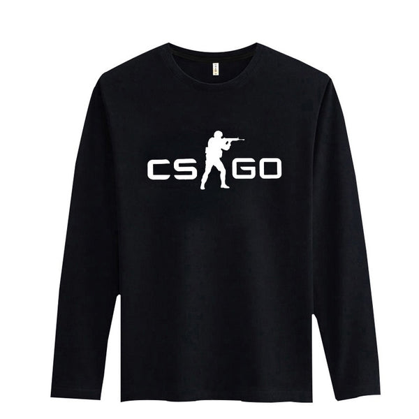 HOT SALE CS GO CT T Shirt Cartoon Casual T-Shirt Men Long Sleeve T Shirt Men Luxury Brand in Black/White CS:GO Cotton Tee shirt