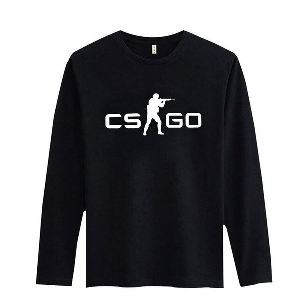 HOT SALE CS GO CT T Shirt Cartoon Casual T-Shirt Men Long Sleeve T Shirt Men Luxury Brand in Black/White CS:GO Cotton Tee shirt