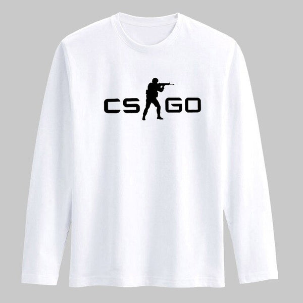 HOT SALE CS GO CT T Shirt Cartoon Casual T-Shirt Men Long Sleeve T Shirt Men Luxury Brand in Black/White CS:GO Cotton Tee shirt