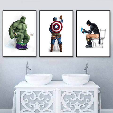 Wonder Woman Captain America Hulk Spider-Man Wall Art Canvas Painting Nordic Posters And Prints Wall Pictures For Bathroom Decor