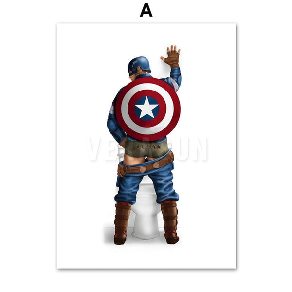 Wonder Woman Captain America Hulk Spider-Man Wall Art Canvas Painting Nordic Posters And Prints Wall Pictures For Bathroom Decor