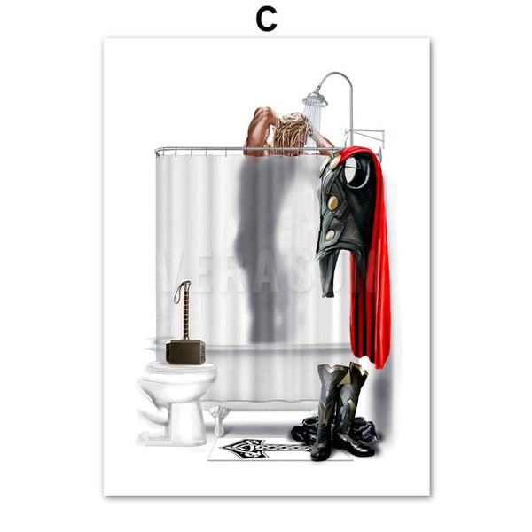 Wonder Woman Captain America Hulk Spider-Man Wall Art Canvas Painting Nordic Posters And Prints Wall Pictures For Bathroom Decor