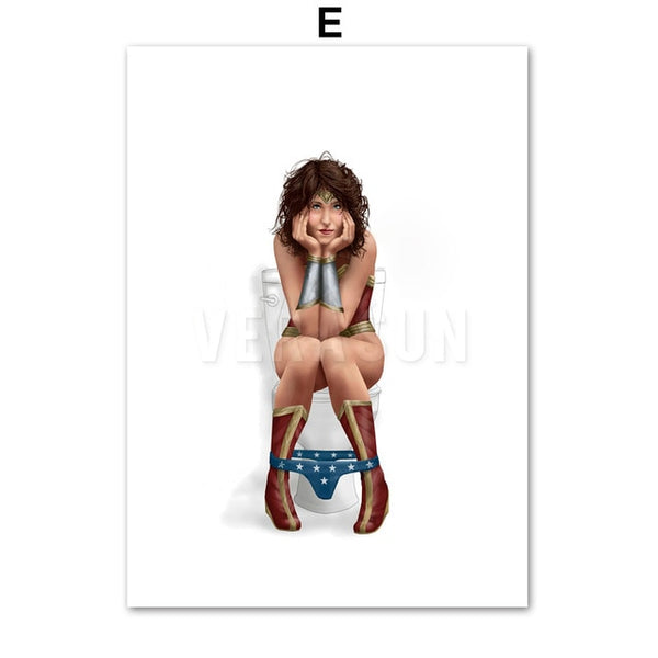 Wonder Woman Captain America Hulk Spider-Man Wall Art Canvas Painting Nordic Posters And Prints Wall Pictures For Bathroom Decor