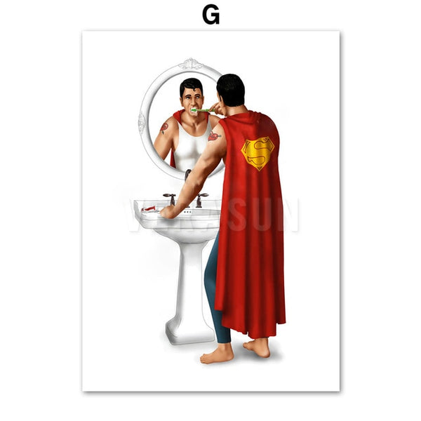 Wonder Woman Captain America Hulk Spider-Man Wall Art Canvas Painting Nordic Posters And Prints Wall Pictures For Bathroom Decor