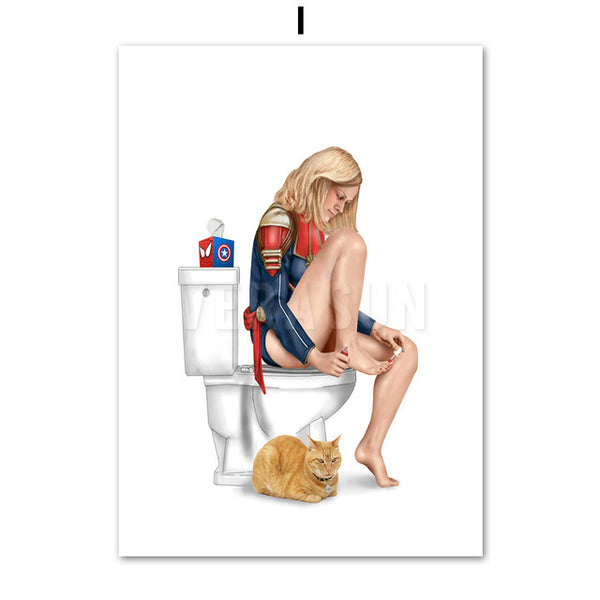 Wonder Woman Captain America Hulk Spider-Man Wall Art Canvas Painting Nordic Posters And Prints Wall Pictures For Bathroom Decor