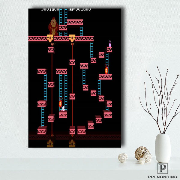 Canvas Poster Silk Fabric Donkey Kong - Retro Nintendo Gaming Poster (Classic Donkey Kong / NES)190418-s-06