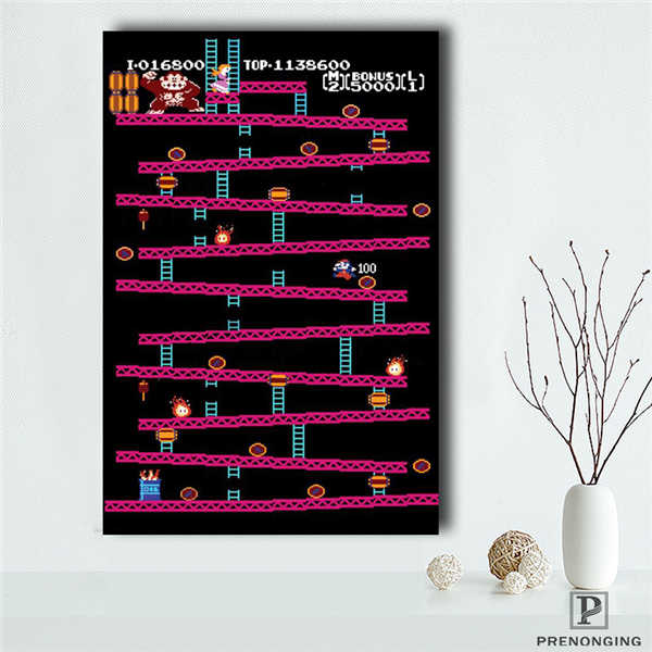 Canvas Poster Silk Fabric Donkey Kong - Retro Nintendo Gaming Poster (Classic Donkey Kong / NES)190418-s-06