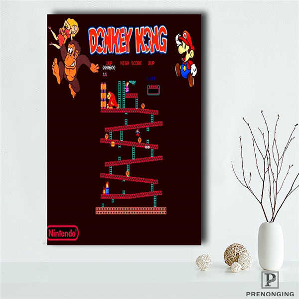 Canvas Poster Silk Fabric Donkey Kong - Retro Nintendo Gaming Poster (Classic Donkey Kong / NES)190418-s-06