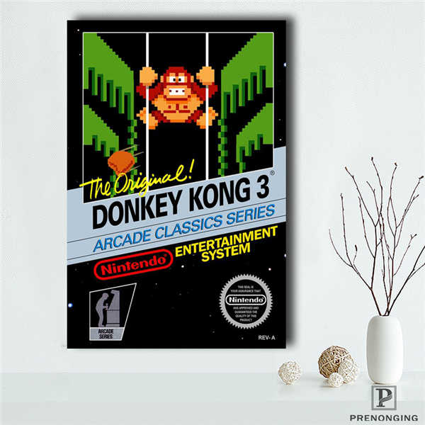 Canvas Poster Silk Fabric Donkey Kong - Retro Nintendo Gaming Poster (Classic Donkey Kong / NES)190418-s-06