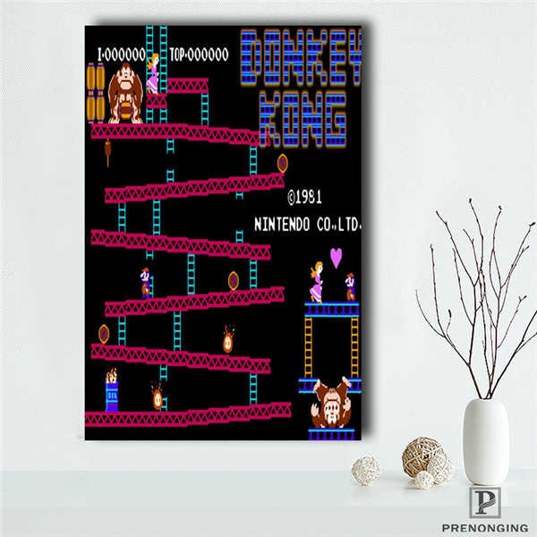 Canvas Poster Silk Fabric Donkey Kong - Retro Nintendo Gaming Poster (Classic Donkey Kong / NES)190418-s-06