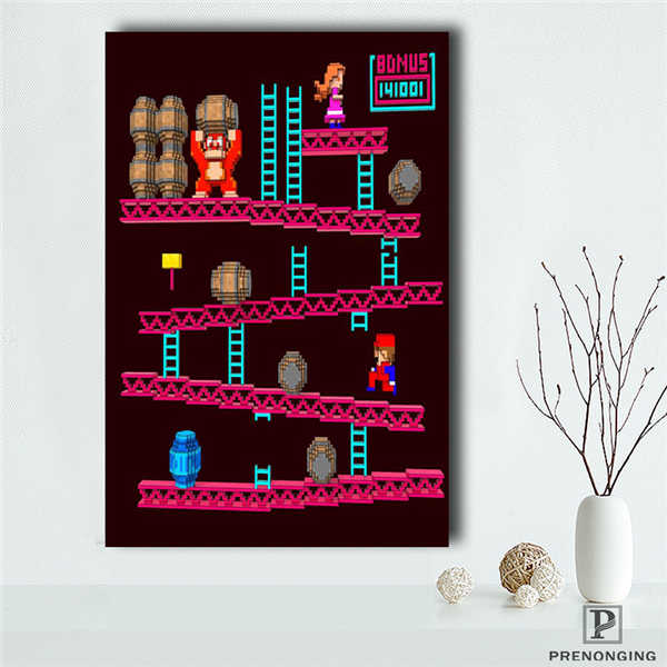 Canvas Poster Silk Fabric Donkey Kong - Retro Nintendo Gaming Poster (Classic Donkey Kong / NES)190418-s-06