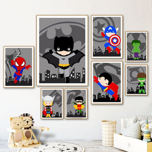 Super Hero Batman Superman iron Man Nursery Nordic Posters And Prints Wall Art Canvas Painting Wall Pictures For Kids Room Decor