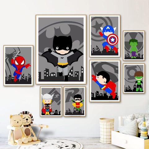 Super Hero Batman Superman iron Man Nursery Nordic Posters And Prints Wall Art Canvas Painting Wall Pictures For Kids Room Decor