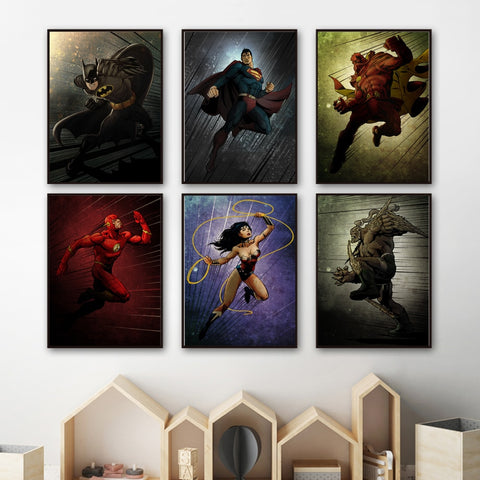 DC Super Hero Batman Superman Wonder Woman Wall Art Canvas Painting Nordic Posters And Prints Wall Pictures Baby Kids Home Decor