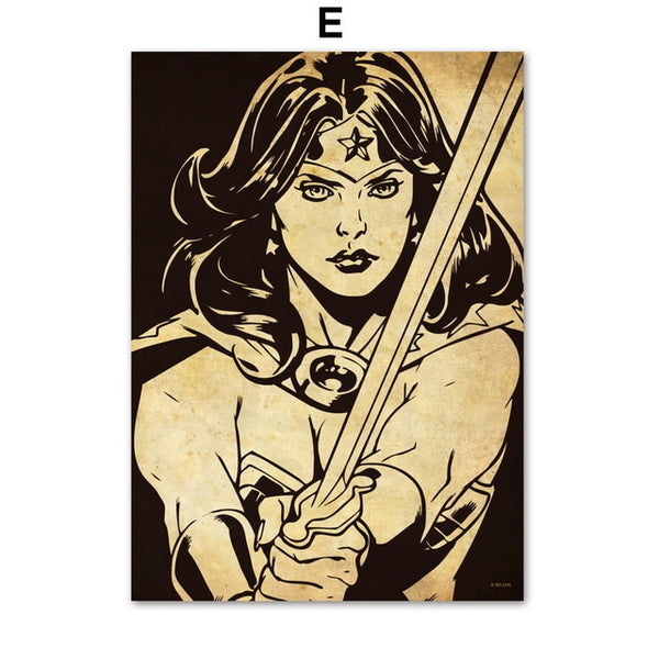 Superhero Batman Superman Wonder Woman Joker Posters And Print Wall Art Canvas Painting Wall Pictures For Living Room Home Decor