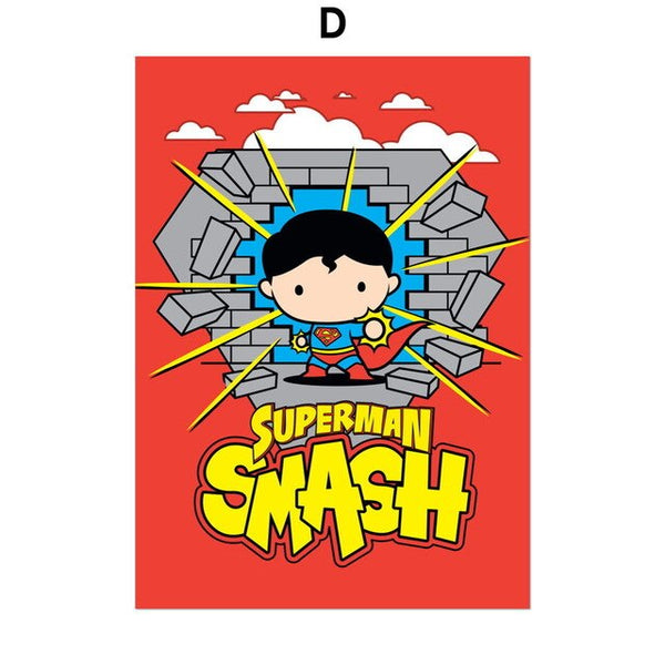 Anime Batman Superman Wonder Woman The Flash Wall Art Canvas Painting Nordic Posters And Prints Wall Pictures Kids Room Decor