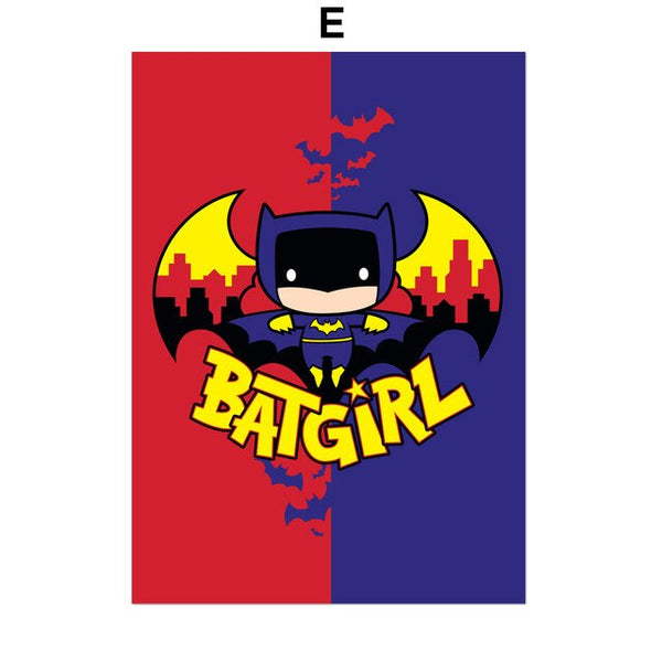 Anime Batman Superman Wonder Woman The Flash Wall Art Canvas Painting Nordic Posters And Prints Wall Pictures Kids Room Decor