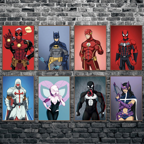 Venom Spider-Man Batman Deadpool The Flash Anime Posters And Prints Wall Art Canvas Painting Wall Pictures For Living Room Decor