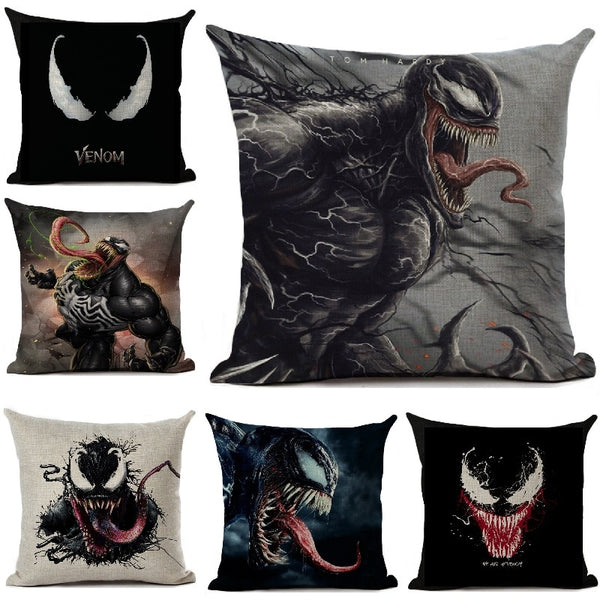 Film Style Venom Printed Cotton Linen Cushion Cover Home Decorative Sofa Coffee Car Chair Throw Pillow Case Almofada Cojines